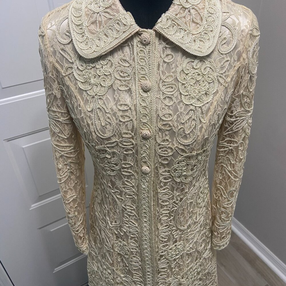 Sue Wong (Nocturne) Elegant Coat Dress Lace, 3 Button